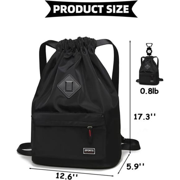Waterproof Drawstring Sport Bag Lightweight Sackpack Backpack for Men and Women - Picture 6 of 8